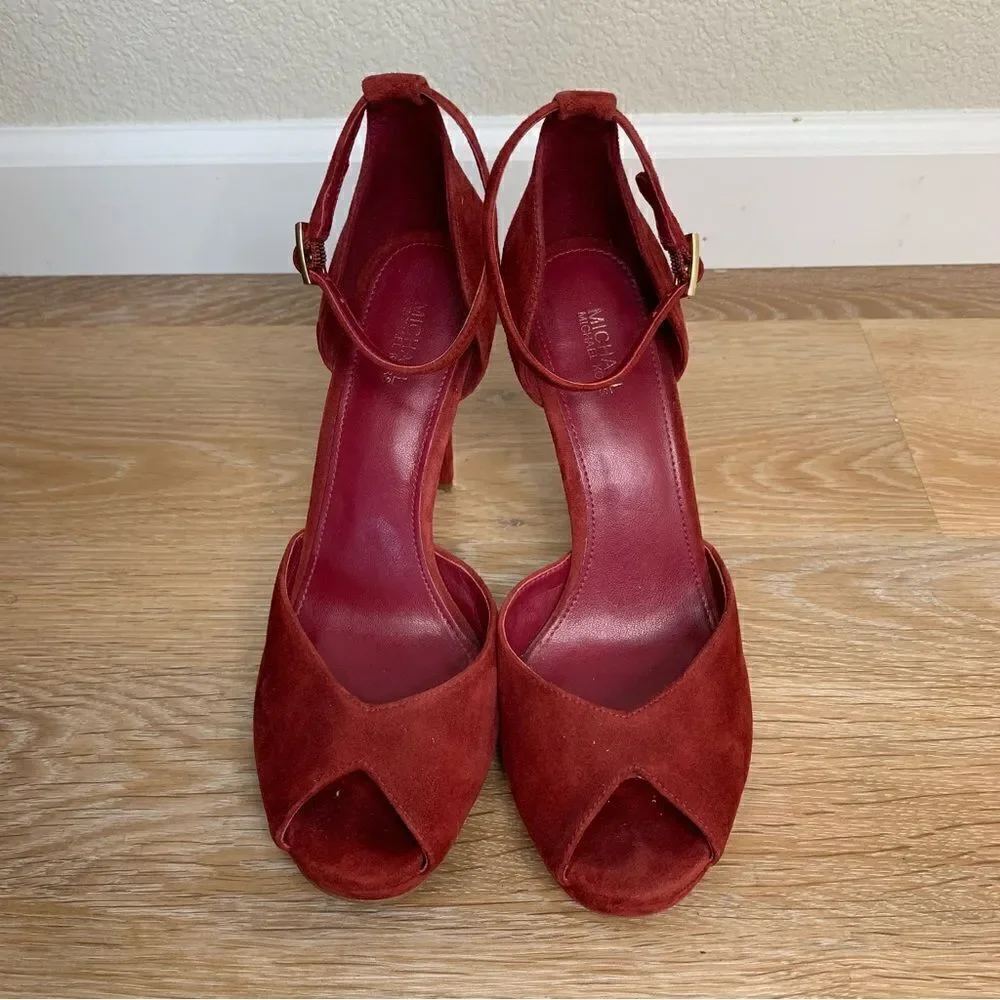 Michael Kors Bright Red Tiegan Platform Sandals, Size 8
